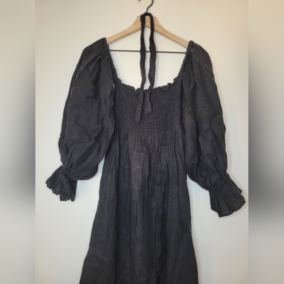 Sleeper Atlanta dress in Black with puffed sleeves and smocked bodice, sz m - Picture 6 of 13